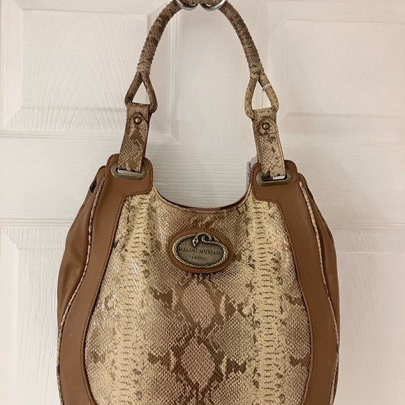 Exotic Malini Murjani python and soft leather beige bag. - Picture 1 of 4